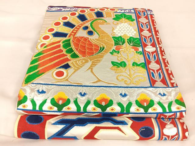 平和屋着物◎西陣　六通柄袋帯　唐織　土耳花鳥　金銀糸　正絹　逸品　AABA8693uw