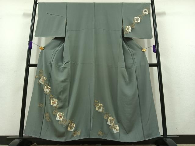 平和屋着物■訪問着　刺繍　色紙重ね花文　金銀彩　金糸　正絹　逸品　AABD4209jh