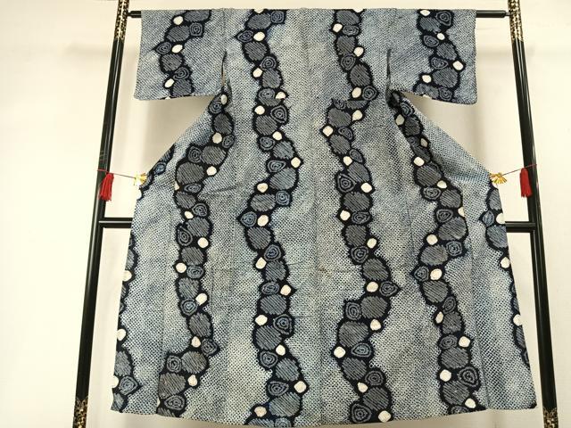 Female Yukatas - 平和屋着物∴夏物　浴衣　有松鳴海絞り　よろけ縞　綿　逸品　AABF5723fy