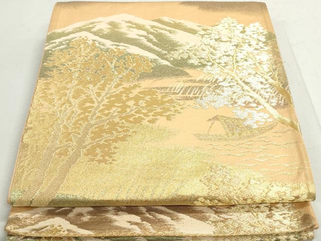 平和屋着物◎六通柄袋帯 風景文 金糸 正絹 逸品 DAAX7680qa