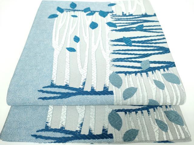 平和屋着物●六通柄袋帯　唐織　藍染紹巴　正倉院美術工芸織　酒楽　正絹　逸品　DAAX4043ps