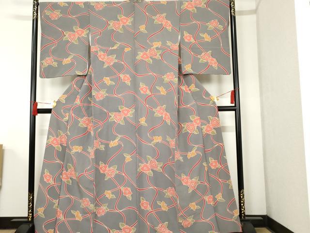 平和屋着物■上質な小紋 草花文 正絹 逸品 AAAM2861cs