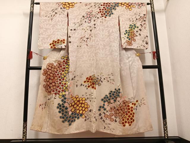 平和屋着物●アンティーク　大正ロマン　訪問着　草花文　正絹　逸品　AABG7301ph