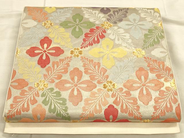 平和屋着物◎六通柄袋帯 花菱紋 金糸 正絹 逸品 CAAU1386ft