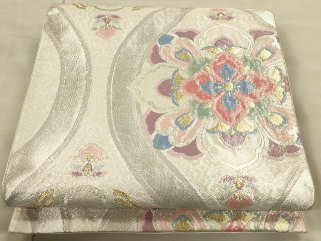 平和屋着物◎六通柄袋帯 立涌花文 金銀糸 正絹 逸品 CAAU1387ft