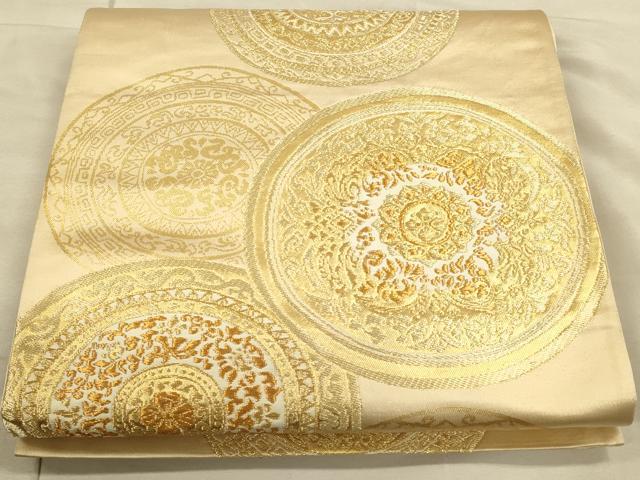 平和屋着物◎六通柄袋帯 花丸文 金糸 正絹 逸品 CAAU1389ft