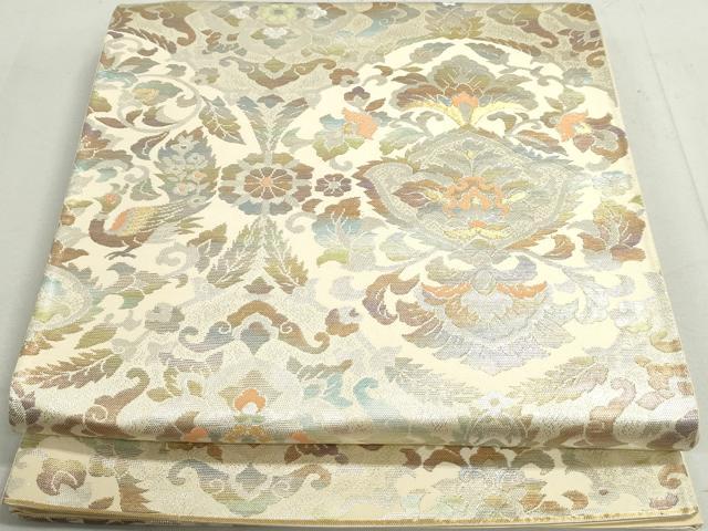 平和屋着物◎六通柄袋帯　更紗花文　金銀糸　正絹　逸品　DAAX7686qa