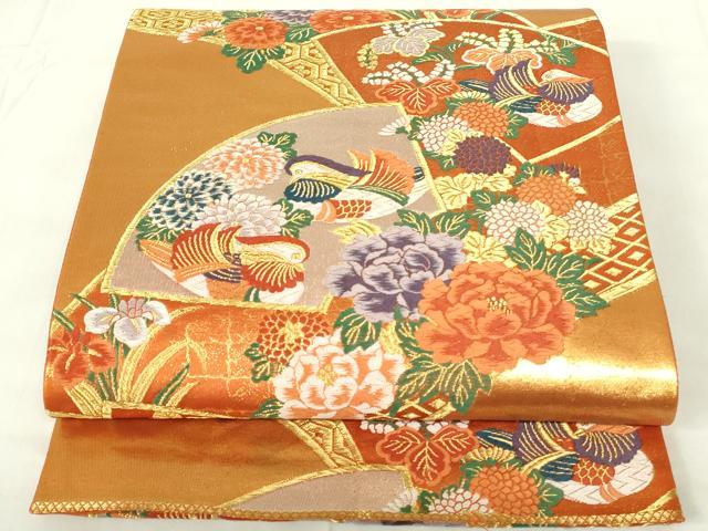 Rakuten - 平和屋着物◎六通柄袋帯　唐織　地紙鴛鴦花文　金銀糸　正絹　逸品　DABA5523qp