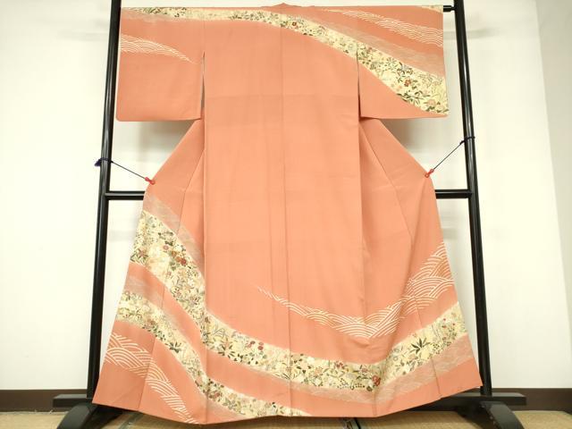 平和屋着物■訪問着 駒刺繍 草花 金彩 正絹 逸品 DABD0381op