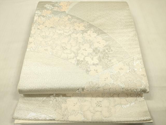 Other - 平和屋着物◎六通柄袋帯　草花文　銀糸　正絹　逸品　DABF0841ya