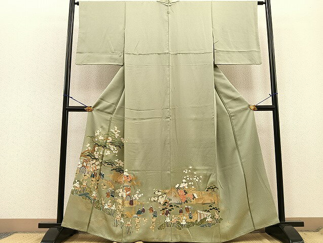 平和屋着物■豪華色留袖 手描き 御所車人物風景文 金彩 逸品 BAAJ3595op