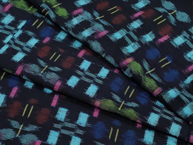 平和屋着物●久留米絣　単衣　草花文　綿　逸品　CAAY3085vf(4)