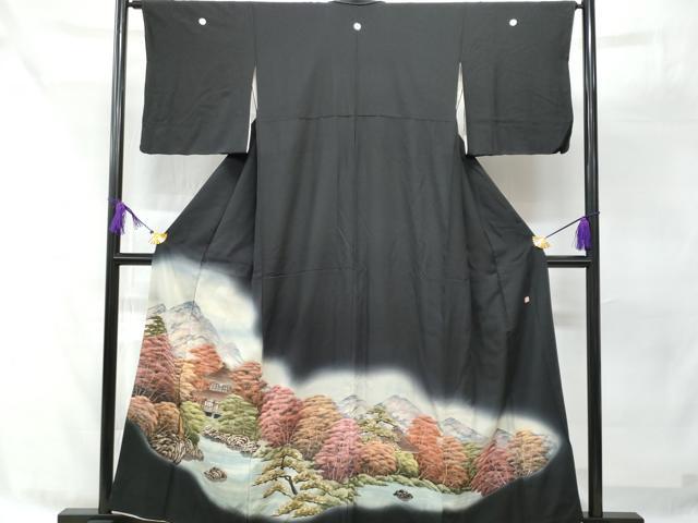 平和屋着物■豪華黒留袖 作家物 遠山風景草木文 正絹 逸品 CAAR0377fb