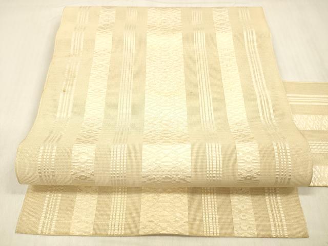 平和屋着物＊夏物 本場筑前博多織 八寸名古屋帯 紗献上 肌色 正絹 逸品 DABC8019cm