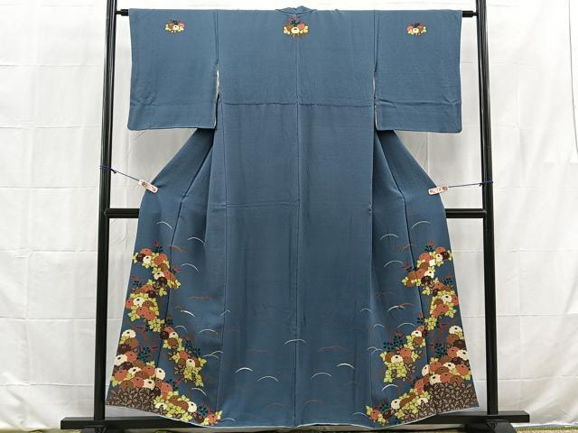 平和屋着物■訪問着 雪芝に菊 金彩 正絹 逸品 BAAS3645hz