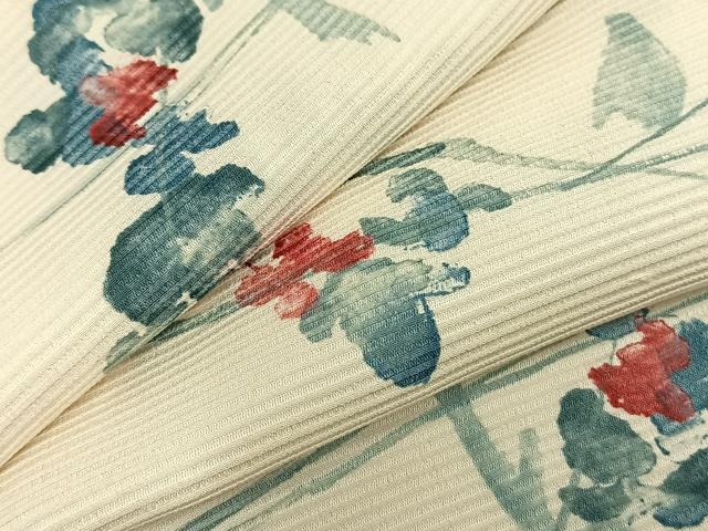 Full-Length Under-Kimono - 平和屋着物▽上質な小紋　単衣　手描き　草花文　正絹　逸品　AABC3910fy