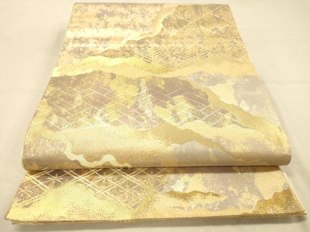 平和屋着物◎六通柄袋帯　道長松菱文　金糸　引箔　正絹　逸品　DABA2129jm