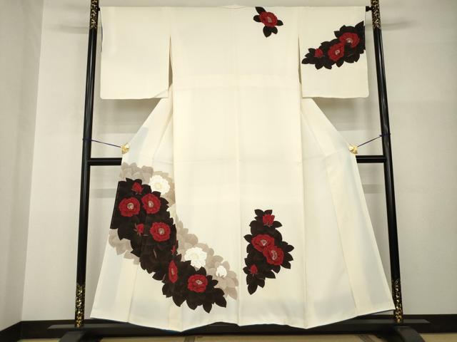Full-Length Under-Kimono - 平和屋着物●訪問着　椿　正絹　逸品　未使用　AABH9998ck