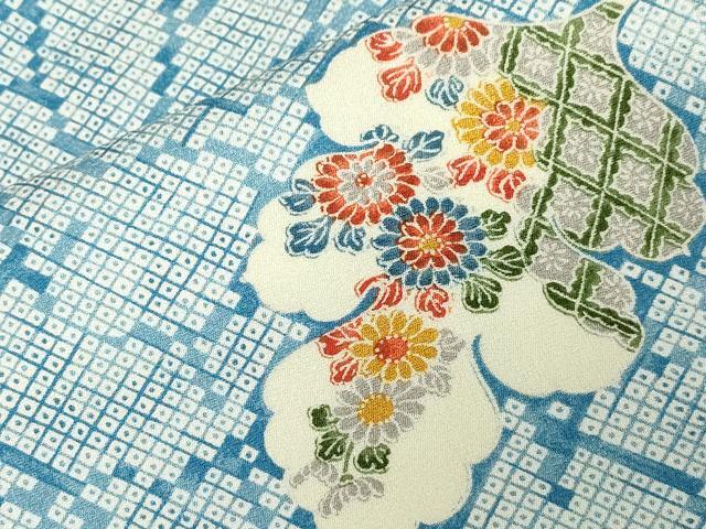 平和屋着物■上質な小紋　流水草花文　正絹　逸品　CABB7335dy