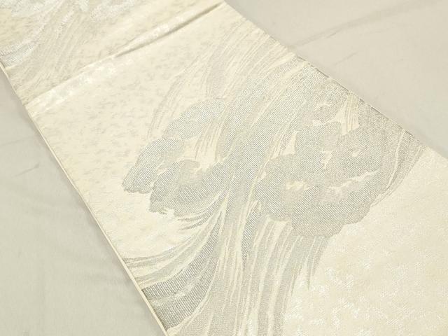 平和屋着物◎六通柄袋帯　立波文　銀糸　正絹　逸品　DABA3382qa