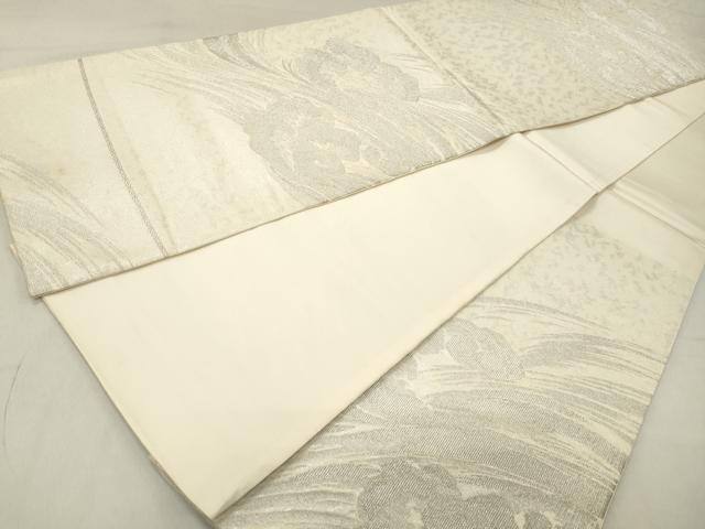 平和屋着物◎六通柄袋帯　立波文　銀糸　正絹　逸品　DABA3382qa