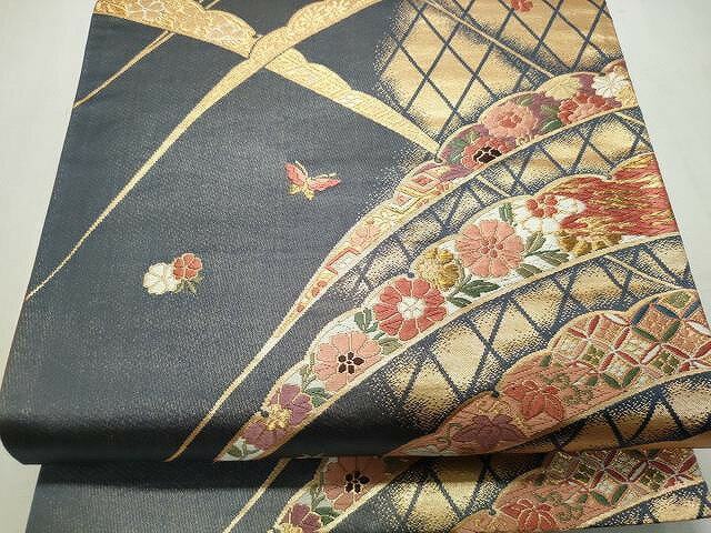 平和屋着物◎六通柄袋帯 唐織 天井浪漫 金糸 正絹 逸品 CAAT2117yk