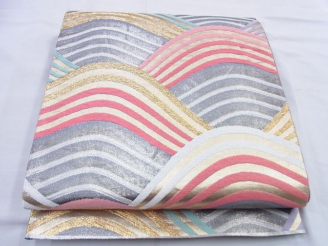 平和屋着物◎佐賀錦　六通柄袋帯　唐織　青海波　金銀糸　逸品　BAAG0450jm