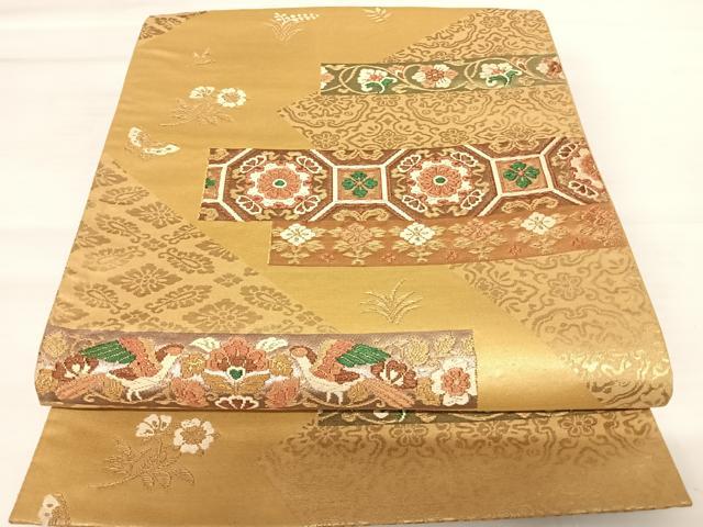 平和屋着物◎六通柄袋帯 唐織 正倉院古代錦 金糸 正絹 逸品 AABB6021yx