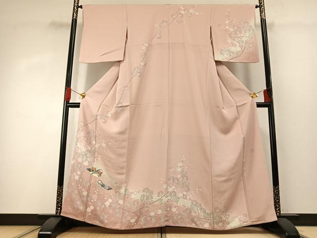 平和屋着物●訪問着　友禅　作家物　花鳥文　暈し染め　正絹　逸品　AABG4462fy