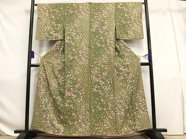 平和屋着物■上質な小紋　地紙花文　橘　暈し染め　金彩　正絹　逸品　AAAV4022es