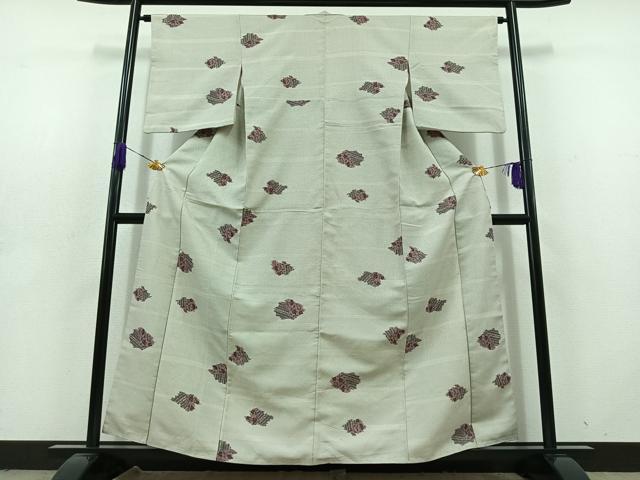 平和屋着物■上質な紬　100亀甲　更紗花文　正絹　逸品　AABD4223jh