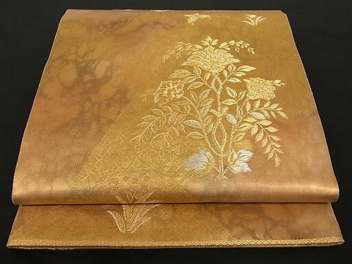 平和屋着物■六通柄袋帯 風景花文 金銀糸 正絹 逸品 A-pf4529 平和屋着物■六通柄袋帯 風景花文 金銀糸 正絹 逸品 A-pf4529