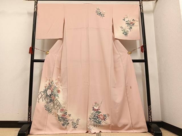 Rakuten - 平和屋着物●訪問着　友禅　作家物　枝花文　正絹　逸品　AABG7335ph