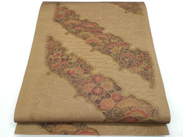 平和屋着物■六通柄袋帯　幻の織　流水雪輪花文　金彩　正絹　逸品　CAAL5222fb