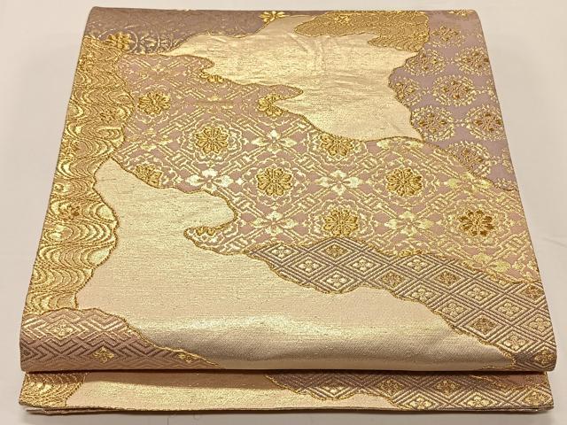 平和屋着物◎六通柄袋帯　道長吉祥文　金糸　正絹　逸品　CAAY0883qv