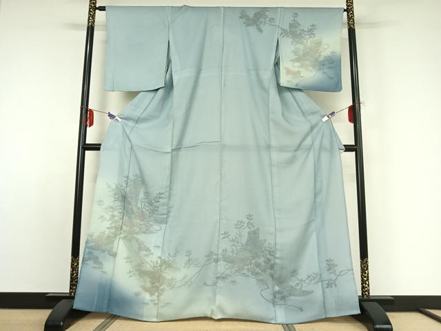 紗袷　未使用　単衣　ブルーグレー　ぼかし 紗袷 未使用 単衣 ブルーグレー ぼかし - メルカリ