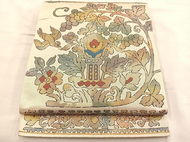 平和屋着物◎六通柄袋帯　印度更紗　金銀糸　正絹　逸品　BAAS7364hz