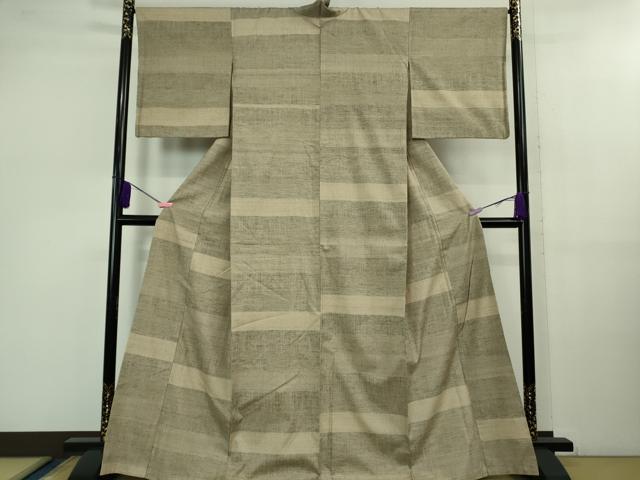 平和屋本店●極上　本場結城紬　重要無形文化財　120亀甲　横段文　逸品　DZAB0805kh5