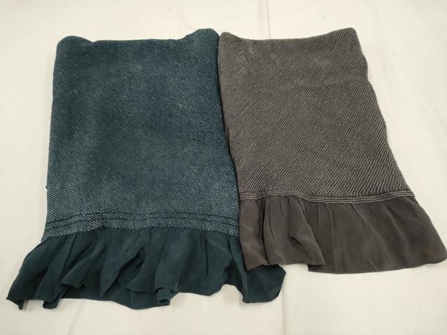 平和屋着物■男性 和装小物 兵児帯2点 総絞り 百入茶色・灰 全て正絹 逸品 AAAP6403uw