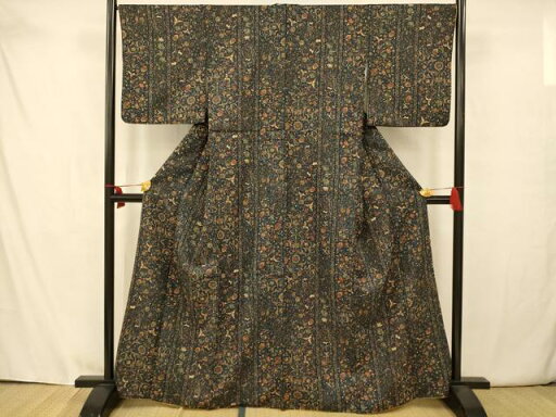 平和屋着物■小紋 更紗花文 動物 洗える着物 AAAW8473fw 平和屋着物■小紋 更紗花文 動物 洗える着物 AAAW8473fw
