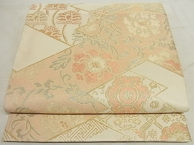 平和屋着物◎六通柄袋帯 松皮取名物裂文 金銀糸 正絹 逸品 AAAH6243Asx