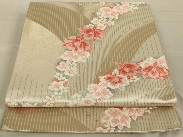平和屋着物◎六通柄袋帯　唐織　舞花文　金糸　正絹　逸品　AAAR6830ou