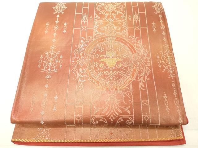 平和屋着物◎西陣　六通柄袋帯　飾花文　金糸　正絹　逸品　DABA5320cd