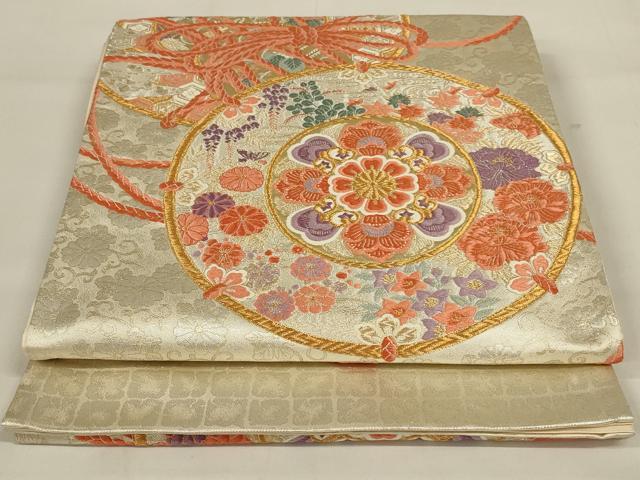 平和屋着物◎太鼓柄袋帯　花鼓文　金銀糸　正絹　逸品　AAAY0829ou