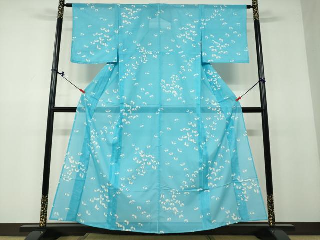 平和屋着物＊夏物　小紋　絽　舞蝶文　洗える着物　DAAS1219ud