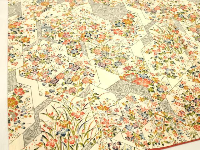 Kimono - 平和屋着物■上質な小紋　吉祥流水花文　正絹　逸品　未使用　DABD6609cm
