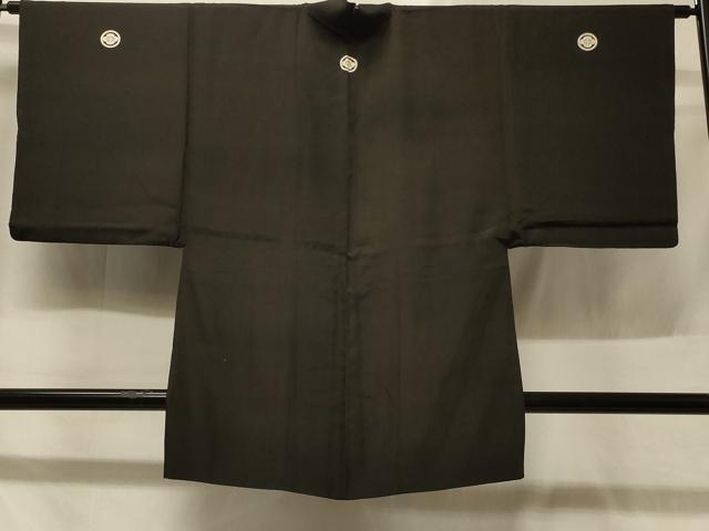平和屋着物＃男性　長羽織　黒紋付き　正絹　逸品　CABD1372in