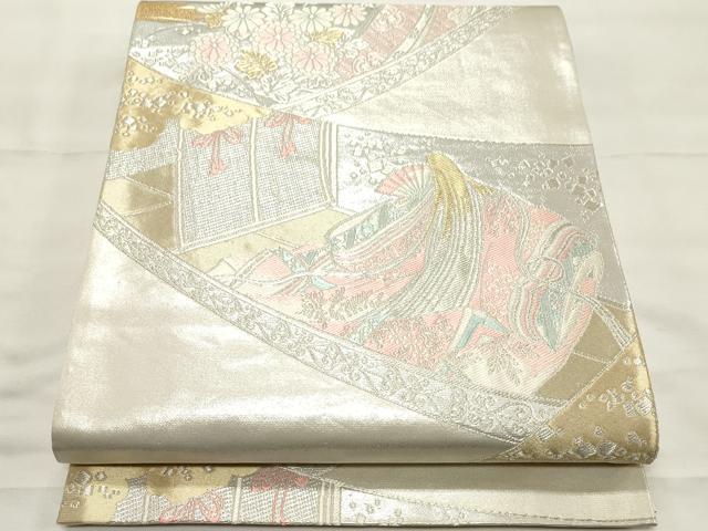 平和屋着物◎六通柄袋帯　女人花文　金銀糸　正絹　逸品　CABF0078vf