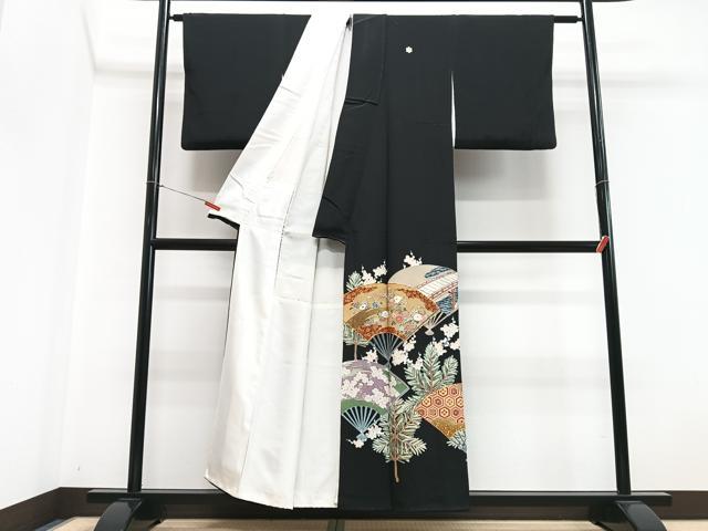 平和屋着物■豪華黒留袖　作家物　駒刺繍　渡り橋扇面花文　金彩　正絹　逸品　CABH...