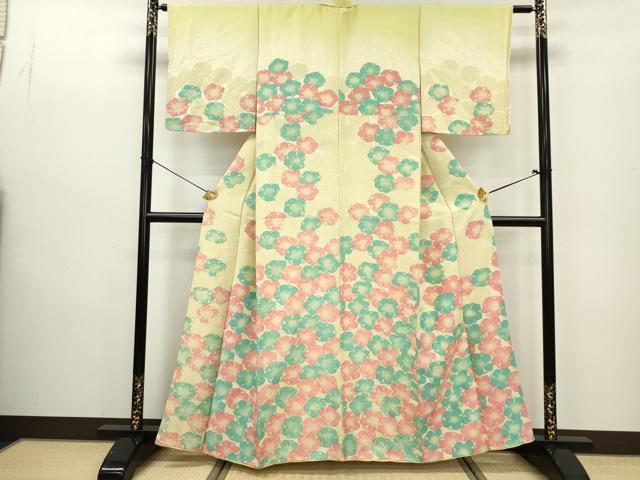 平和屋着物■訪問着 寿光織 舞花文 暈し染め 金糸 正絹 逸品 DAAZ5976ea